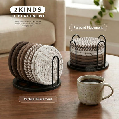 Lazebox Coasters Set of 8 for Drinks, 4 Inch Large Coasters for Coffee Table - Image 6
