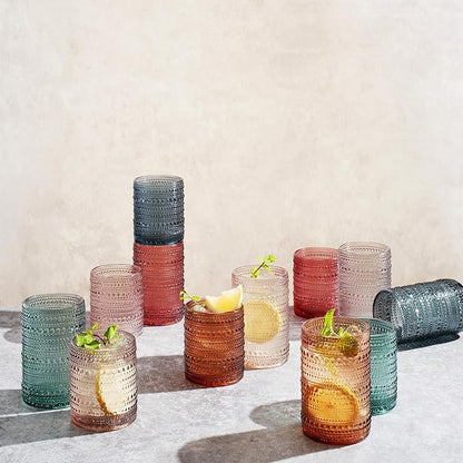 Khen Hobnail Beaded Highball Drinking Tumbler Glasses | Set of 12 | Color - Image 3