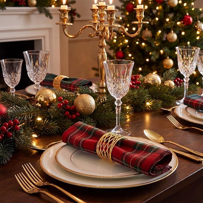 LemonRoad 12 Pcs Gold Twisted Wire Mesh Napkin Rings Metal Napkin Holders - Image 2