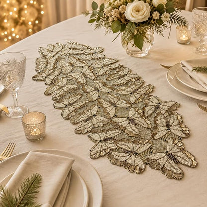 Handmade Beaded Table Runner 13 x 36 Inch, Elegant Dining Table Décor - Image 4