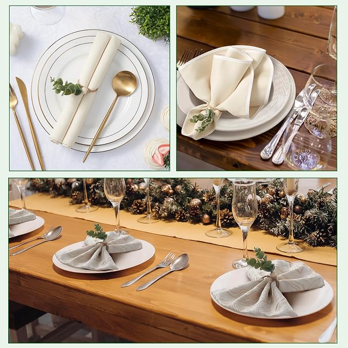 APTWOW Napkin Rings Set of 6, Easter Napkin Rings, Wood Bead Farmhouse Napkins - Image 7