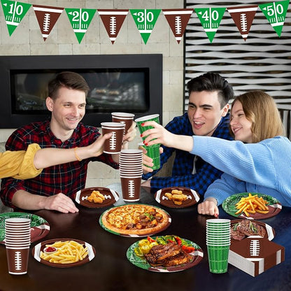 QZYL Football Party Decorations Serve 24, Disposable Football Dinner Plates - Image 3