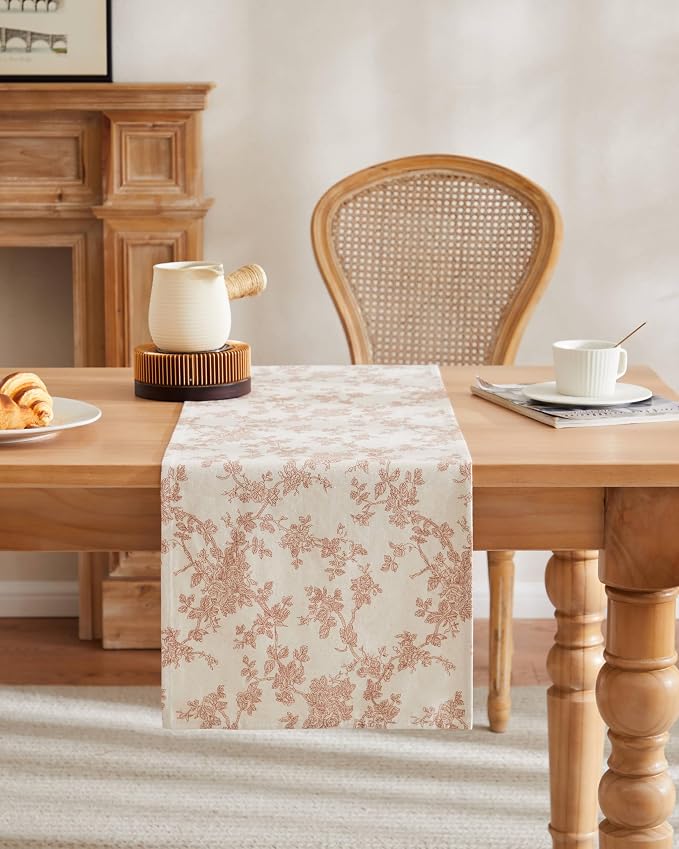 French Pastoral Farmhouse Table Runners, 13x36 Inch Terracota | 100% Organic - Image 2