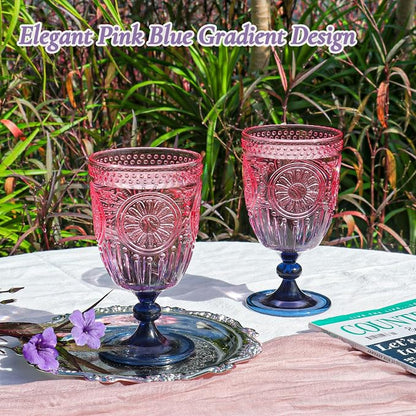 XUWAIDSGN 6Pcs Plastic Vintage Wine Glasses 13.5oz Reusable Embossed Goblet - Image 3