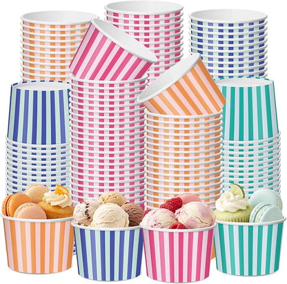 CHENGU 60 Pcs 9 oz Summer Striped Paper Snack Cups Disposable, Colorful by CHENGU