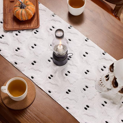 White Ghosts Halloween Table Runner Seasonal Autumn Kitchen Dining Table - Image 3