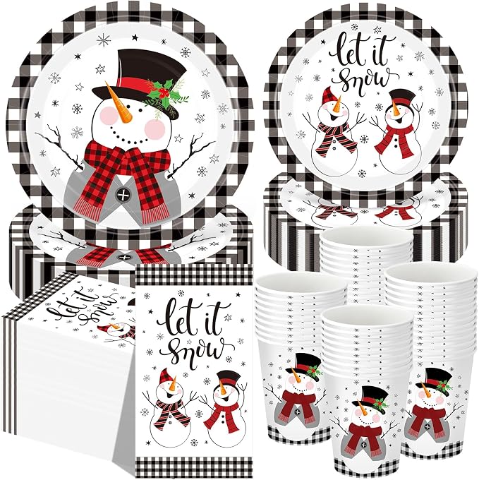 Funnymoom 250 Pcs Winter Snowman Party Decorations by Funnymoom