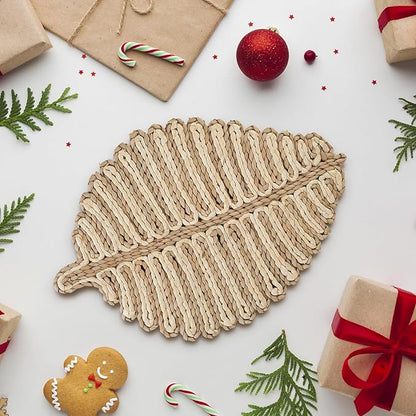 Placemats Set of 4,Natural Leaf-Shaped Charger Plates Handcrafted Fall Placemats for Dining Table Décor