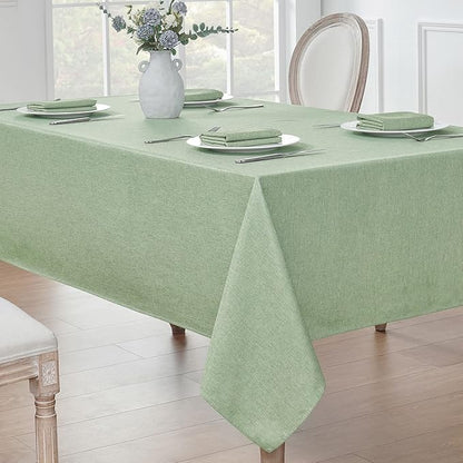 Rectangle Tablecloth Waterproof Linen Textured Table Cloth Stain and Wrinkle Resistant Washable, Decorative Fabric Table Cover for Dining, Party and Camping (Sage Green, 52 * 70)