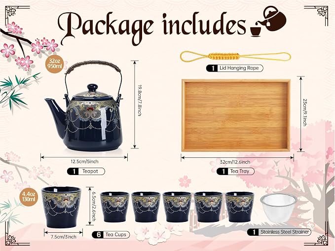 Japanese Tea Set for Adults, Japanese Teapot Set - Image 4
