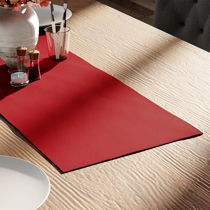 Encasa XO Table Runner, Cotton Canvas Dining Runner 13"x36" | Deep Red by EncasaXO