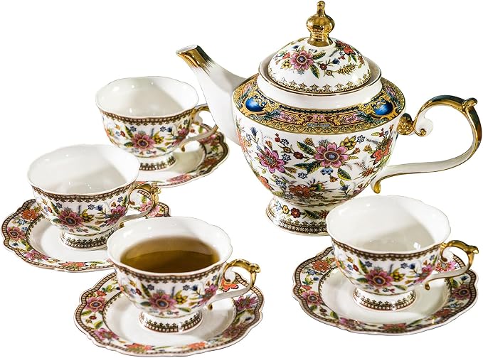 ACMLIFE Fine Bone China Tea Set, 13-Piece English Tea Set by ACMLIFE