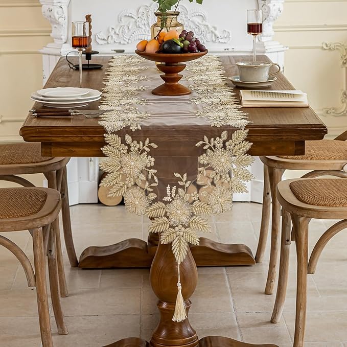 Embroidered Lace Table Runner by Huierxun