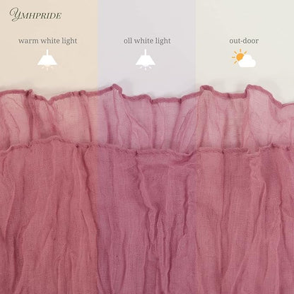 YMHPRIDE 12 Pack Cheesecloth Table Runner 35x120in Dusty Rose Table Runner | - Image 5