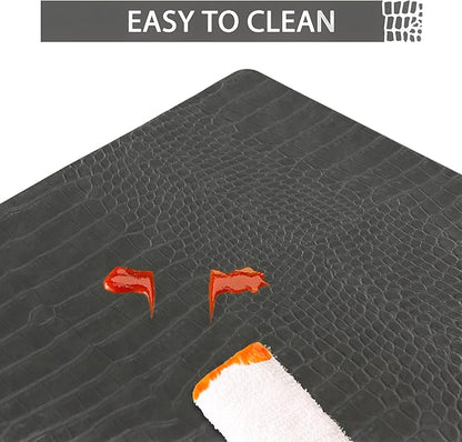 Set of 6 Faux Leather Placemats, PU Table Mats, Waterproof, Stain Resistant, Heat Resistant, Easy to Clean for Kitchen Dining Table,Conference Table
