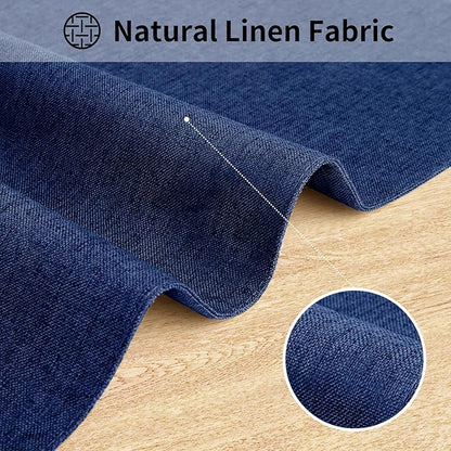 Cloth Placemats, Set of 6 Heat-Resistant Cotton Linen Blend Double Layered Machine Washable Place Mats, Wrinkle Free Thick Fabric Dining Table Mats for Indoors & Outdoors (Navy Blue, 6)