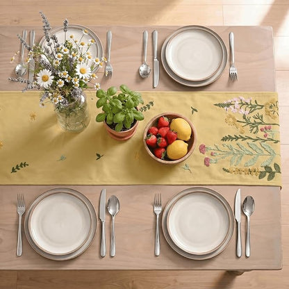 Artoid Mode Light Camel Soft Chain Embroidery Wild Floral Spring Table Runner - Image 3