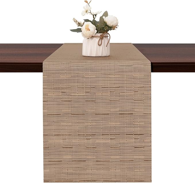 Table Runner 72 Inches Long, Vinyl Woven Heatproof Table Runners | Washable by Banchif