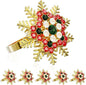 ZeeDix Christmas Colorful Snowflake Napkin Rings Set of 6, Napkins Ring for Dinning Table - Rustic Dinner Tables Decoration for Wedding Receptions Christmas Thanksgiving Holiday Party Dinner Parties