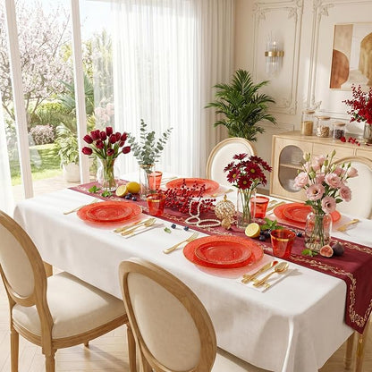 Rubtlamp 175 Pcs Plastic Dinnerware Set, Hammered Party Plates Set Include - Image 5
