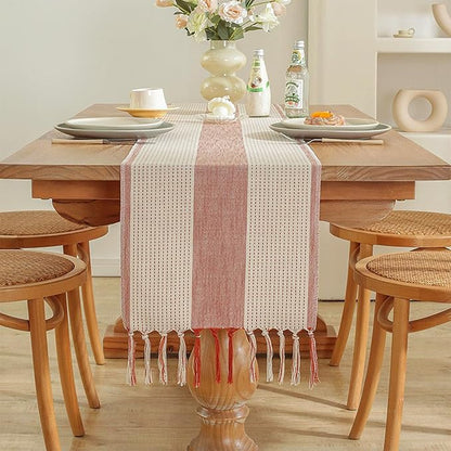 Orange Table Runner 48 Inches Long, Boho Farmhouse Seasonal Fall Thanksgiving - Image 2