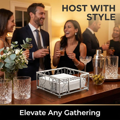 Cocktail Napkin Holder for 5x5 Napkins, Flat Square Caddy, Table | Cocktail - Image 5