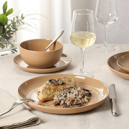 Gibson Home Rockaway 12-Piece Round Stoneware Dinnerware Set, Service - Image 5