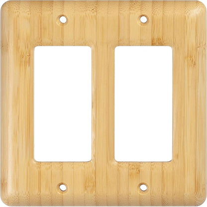 Solid Bamboo Double Toggle Light Switch Cover Plate Decorative Wall Plate for Modern Homes