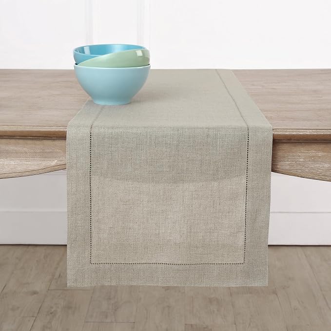 Solino Home 100% Pure Linen Dining Table Runner Natural Woven, 14 x 72 in | by SolinoHome