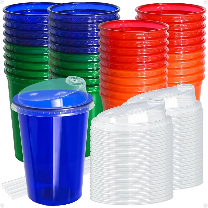 L LIKED 40 Pack 12oz Kids Cups, Spill Proof Party Cups by LLIKED