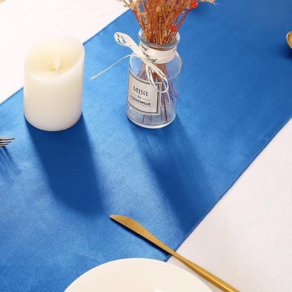 Navy Satin Table Runners 10 Pack 12x108 inch Silk Smooth Fabric | Bright Satin - Image 6