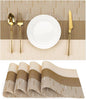 Placemats Set of 4, Vinyl Woven Place Mats Indoor Set of 4 Washable Wipeable PVC Table Mats Heat-Resistant Non Slip Placemat for Kitchen Dining Outdoor Table (Beige Light Brown, Set of 4)