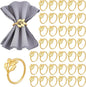Peacoblue 60Pcs Gold Leaf Rings Holders Modern Stainless Steel Napkin Ring Holders for Table Decor Settings, Vintage Napkin Ring for Wedding Christmas Thanksgiving Day Party