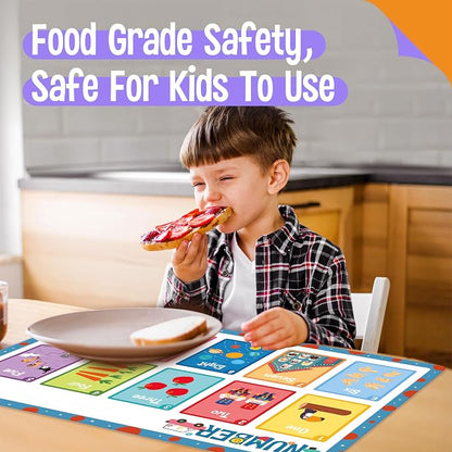 6 Pack Placemats for Kids, Non-Slip Washable, Reusable Alphabet, America & - Image 6