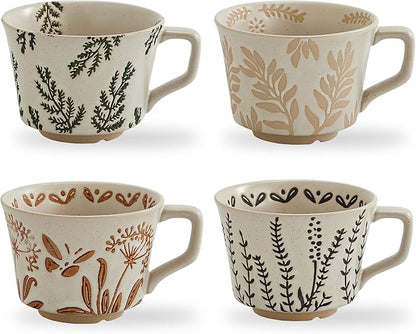 12 oz Vintage Ceramic Coffee Mug Set of 4 by SwuutKitchen