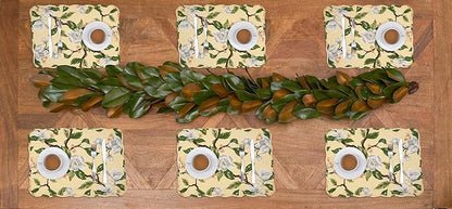 C&F Home Elle 100% Cotton Quilted Vintage Set of 6 Placemats 13" x 19" Spring Springtime Garden Floral Flowers Home Kitchen Dining Dinner Table Tabletop Machine Wash Reversible Scalloped Edge Decor