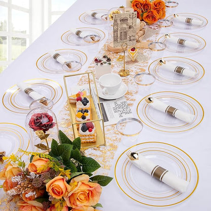 WELLIFE 210PCS Clear-Gold Plastic Plates - Image 5