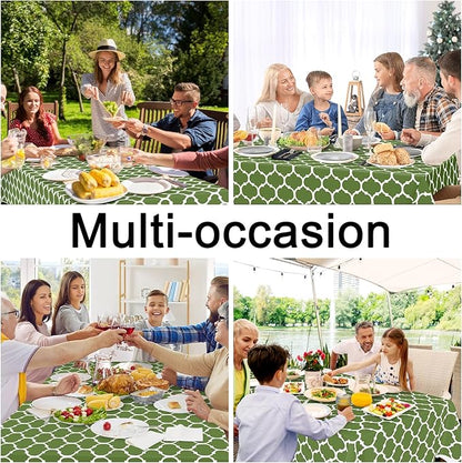 Smiry Rectangle Table Cloth, Waterproof Vinyl Tablecloth with Flannel Backing for Rectangle Tables, Wipeable Spillproof Plastic Tablecloths for Dining, Camping, Indoor and Outdoor (60"x120", Green)