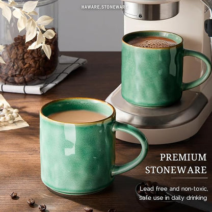 HaWare 14OZ Coffee Mugs Set of 4, Stoneware Coffee Cups - Image 4