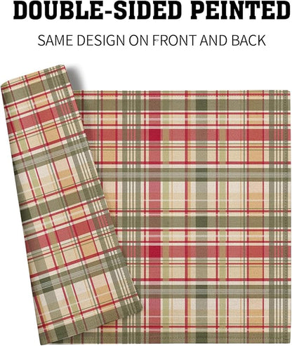 Giwawa 4PCs Fall Placemats 12x18 Inch Autumn Buffalo Plaids Place Mat Washable for Kitchen Dining Thanksgiving Checkered Non Slip Heat Resistant Table Mats for Tabletop Holiday Farmhouse Decor