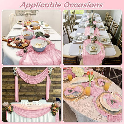 6 Pack Light Pink Cheesecloth Table Runner 20 x 120 Inch Gauze Table Runner - Image 7
