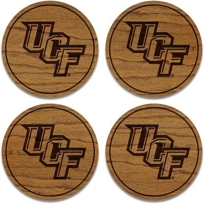 LazerEdge Central Florida Knights Wooden Coaster Set - Cherry Wood - Officially Licensed Product - 4-Pack
