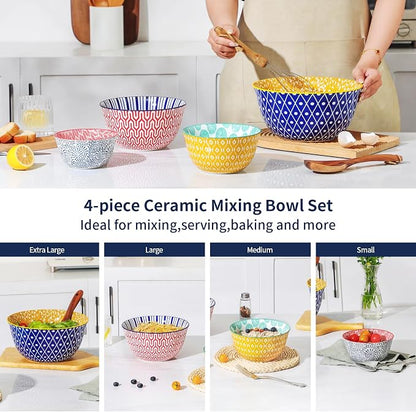 Selamica Ceramic Mixing Bowls, Nesting Bowls Set of 4 - Image 4
