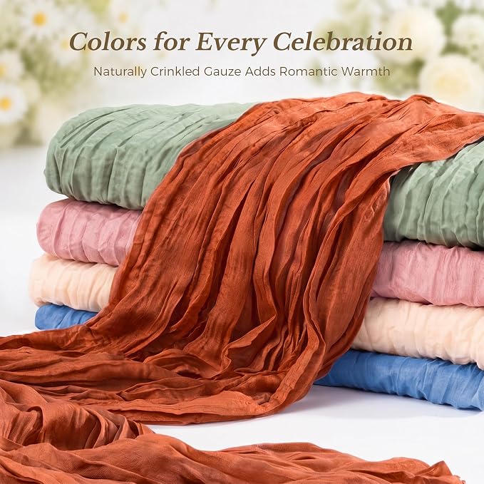10 Pack Terracotta Cheesecloth Gauze Table Runners, 35x120 Inch | Extra Wide - Image 6