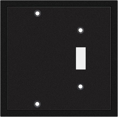Henne Bery Modern Edge Decorative Wall Plate Switch Plate Outlet Cover, Durable Solid Zinc Alloy (Blank/Toggle, Matte Black)