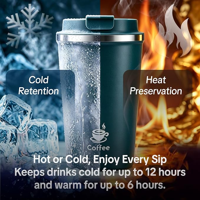 17oz Travel Coffee Mug, Leakproof Vacuum Coffee Cup Insulated Tumbler | 304 - Image 8
