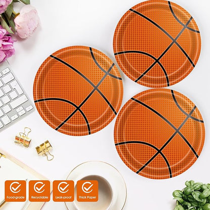 40 Pcs Basketball Plates and Napkins Party Tableware Set, Serves 20 | - Image 3