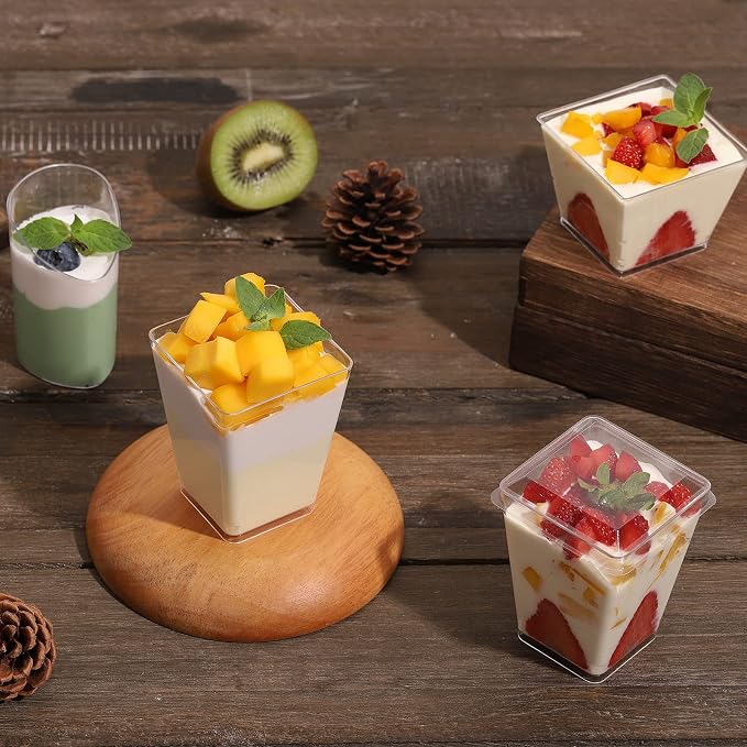 Eupako 100 Pack 5 oz Square Clear Plastic Dessert Cups Small Clear Plastic - Image 7