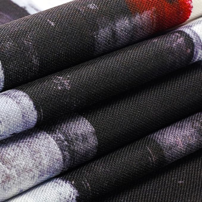 Modern Burlap Table Runner, Abstract Red and Black Art Table Runners - Image 4