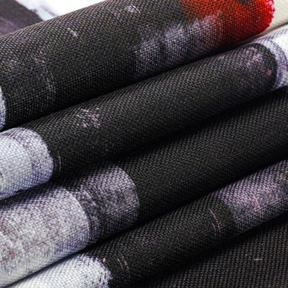 Red and Black Table Runner, Teal Abstract Modern Art Burlap Table Runners - Image 4